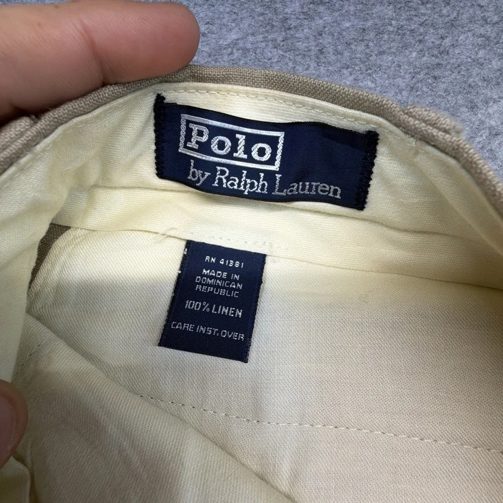 Vintage Polo Ralph Lauren Pants Mens 36x32 (Fits 35x32) Linen Double Pleated